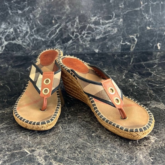Burberry Nova Espadrille Wedge Sandals - Picture 1 of 6